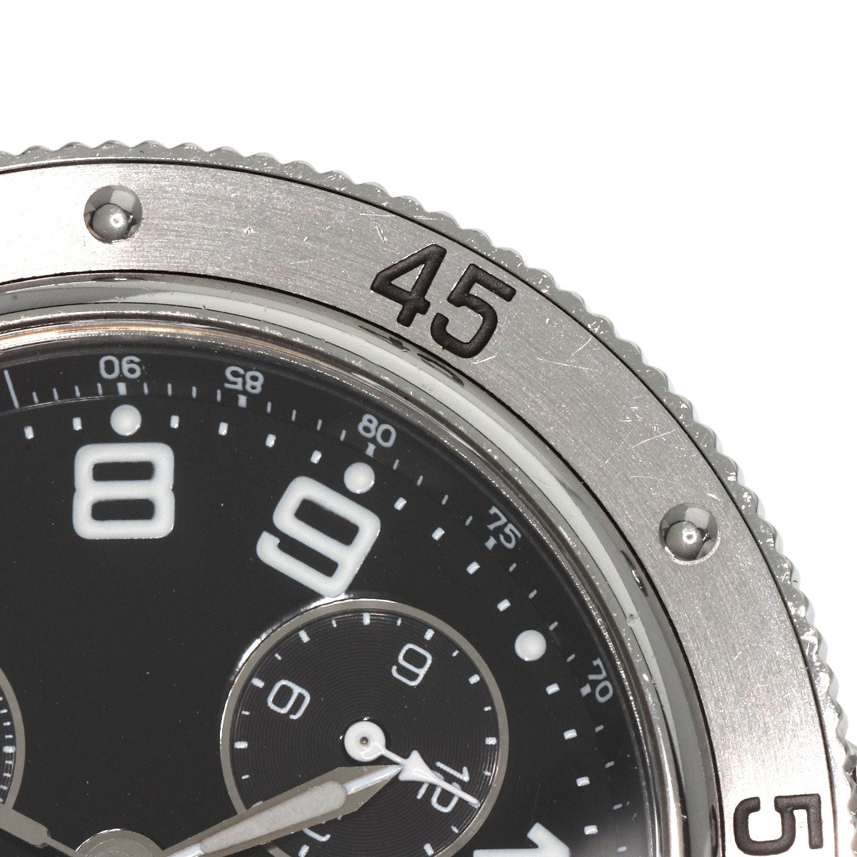 HERMES Watches Quartz CL2.910 Stainless Steel , Stainless Steel Silver Clipper Diver Chronograph black dial mens Used