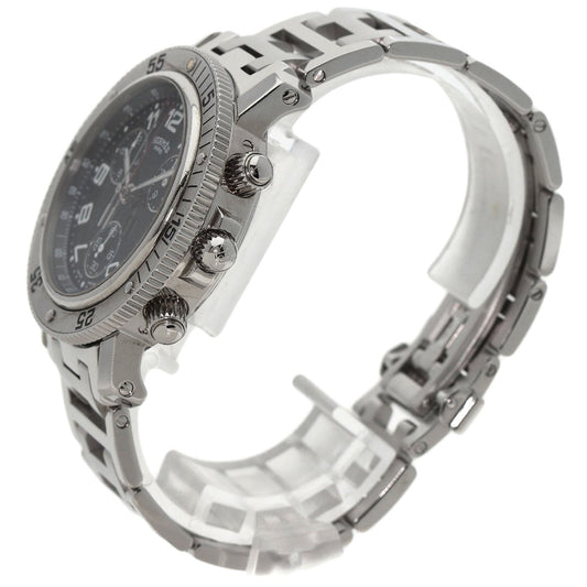 HERMES Watches Quartz CL2.910 Stainless Steel , Stainless Steel Silver Clipper Diver Chronograph black dial mens Used