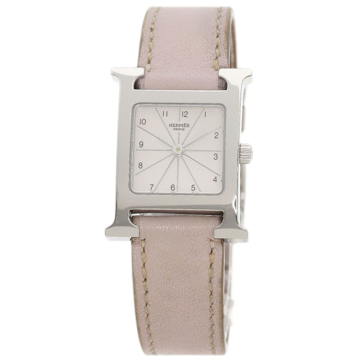 HERMES Watches Quartz HH1.210 Stainless Steel, Leather Silver H watch white dial Women Used
