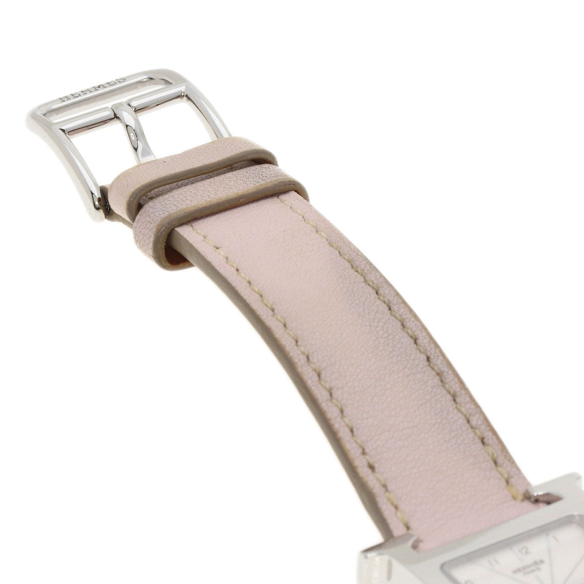 HERMES Watches Quartz HH1.210 Stainless Steel, Leather Silver H watch white dial Women Used