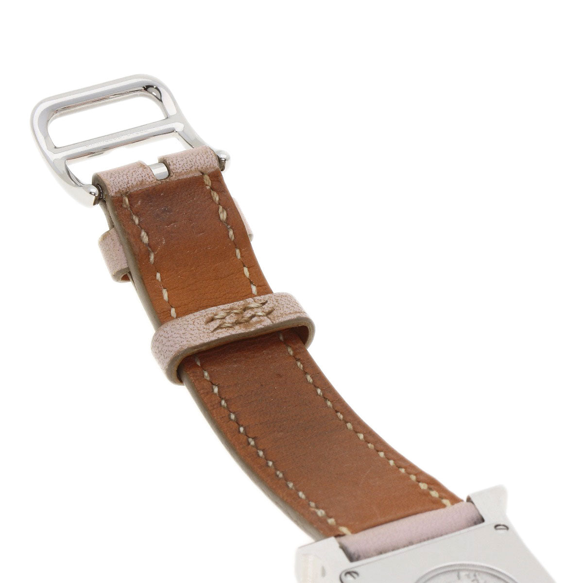 HERMES Watches Quartz HH1.210 Stainless Steel, Leather Silver H watch white dial Women Used