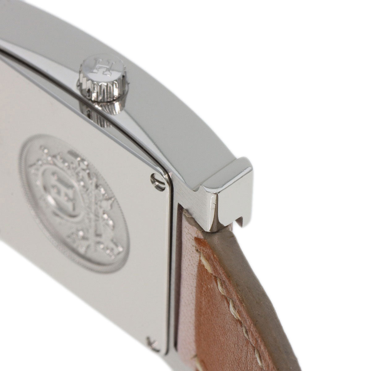 HERMES Watches Quartz HH1.210 Stainless Steel, Leather Silver H watch white dial Women Used