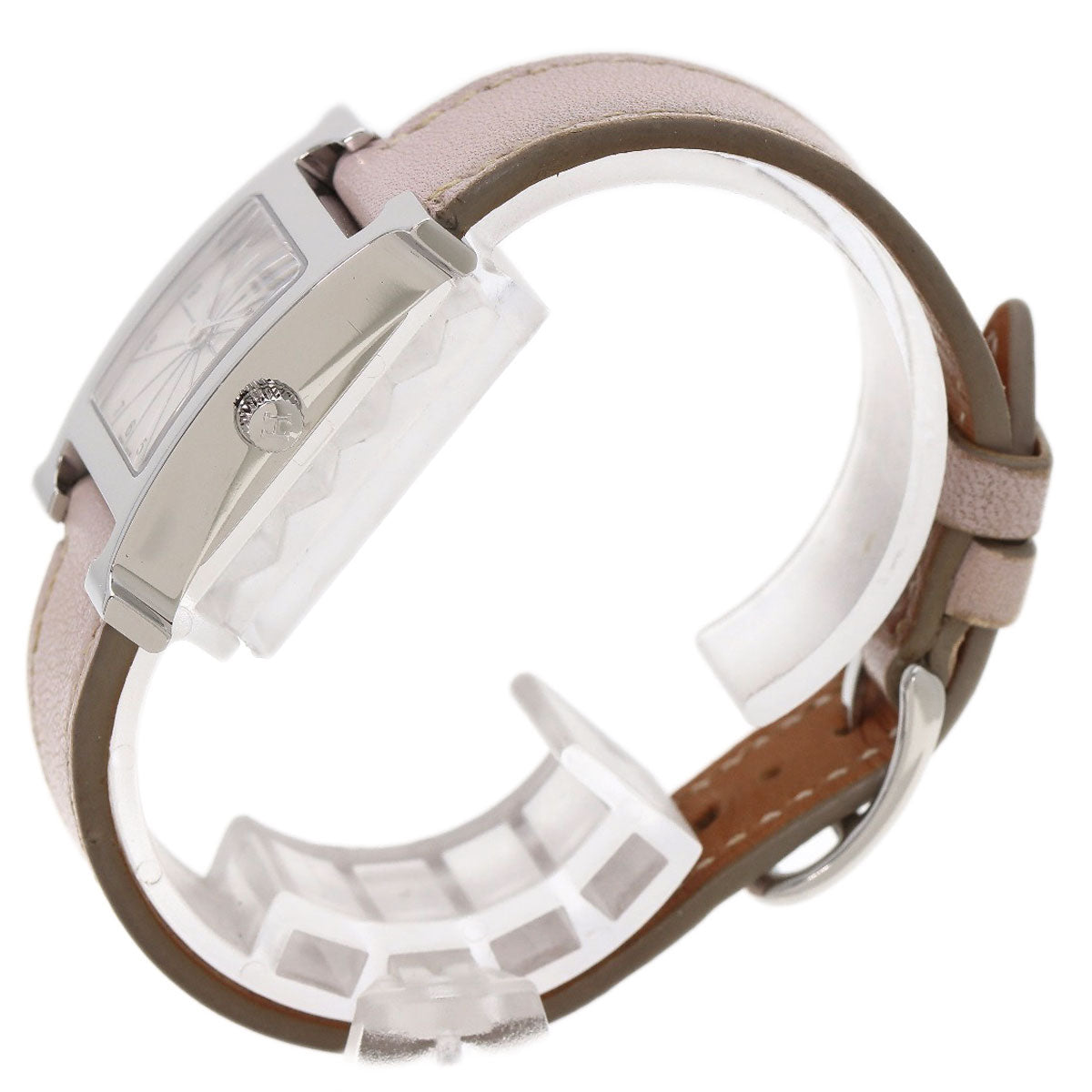 HERMES Watches Quartz HH1.210 Stainless Steel, Leather Silver H watch white dial Women Used