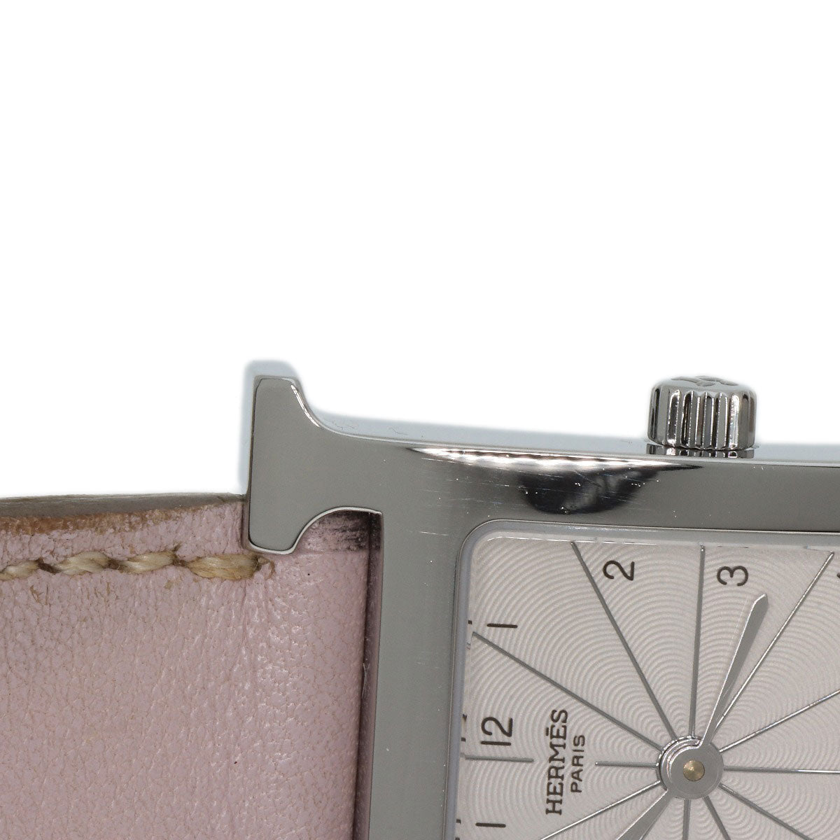 HERMES Watches Quartz HH1.210 Stainless Steel, Leather Silver H watch white dial Women Used