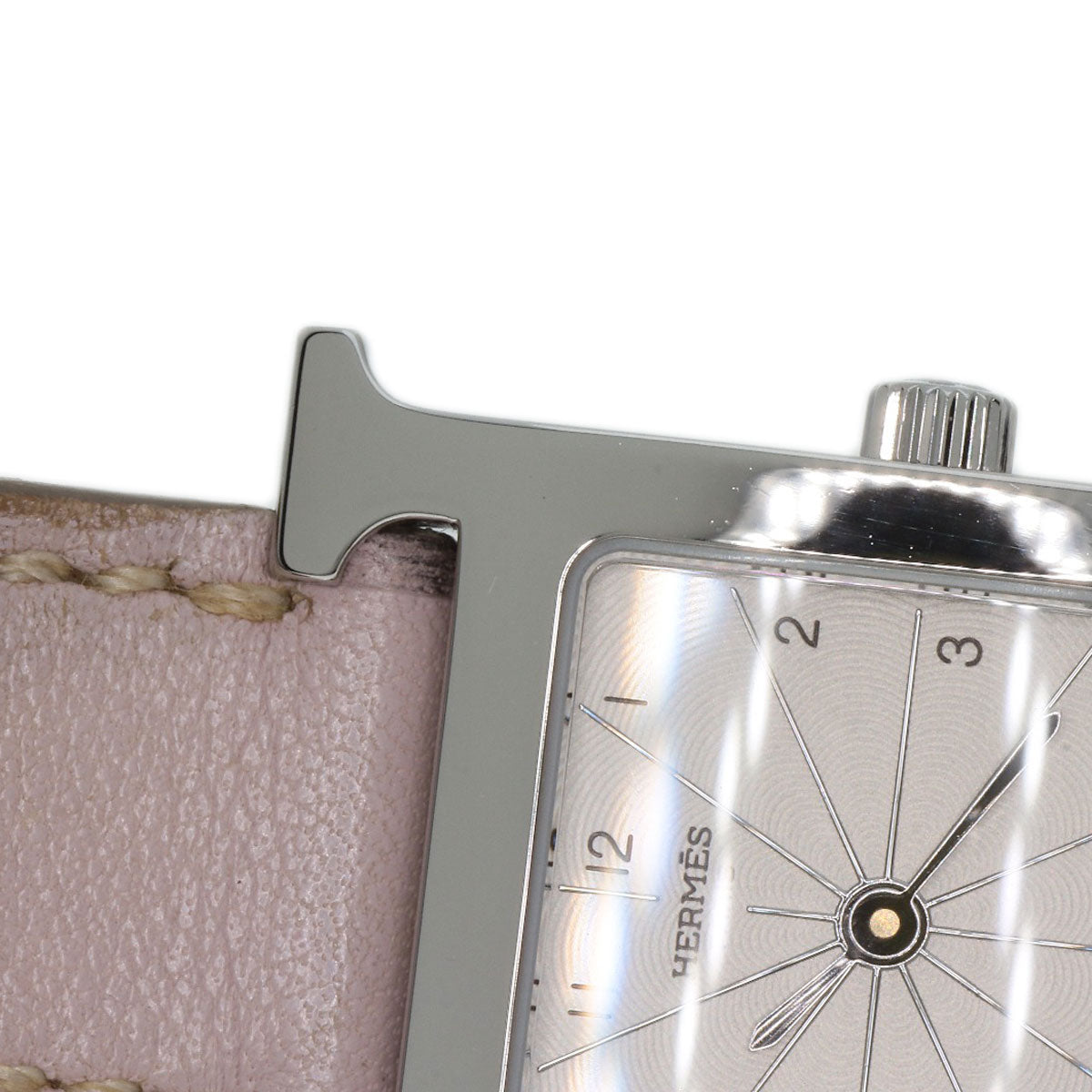 HERMES Watches Quartz HH1.210 Stainless Steel, Leather Silver H watch white dial Women Used