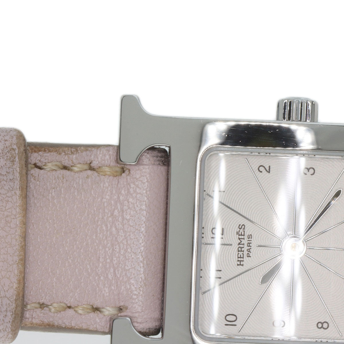 HERMES Watches Quartz HH1.210 Stainless Steel, Leather Silver H watch white dial Women Used