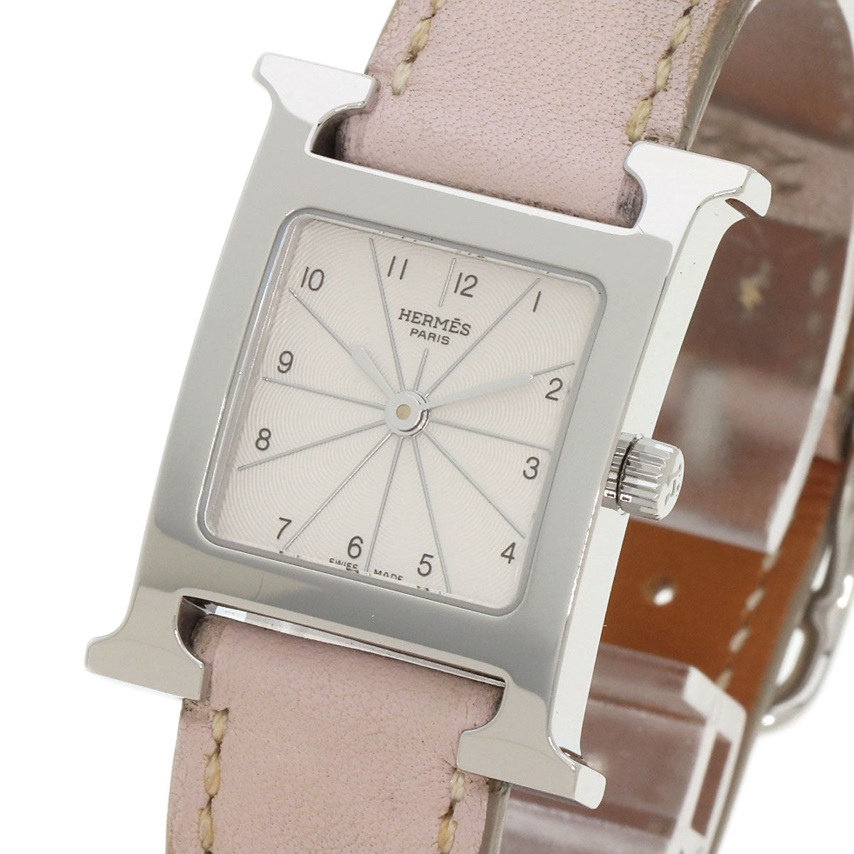 HERMES Watches Quartz HH1.210 Stainless Steel, Leather Silver H watch white dial Women Used