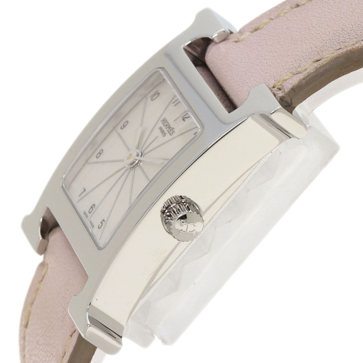 HERMES Watches Quartz HH1.210 Stainless Steel, Leather Silver H watch white dial Women Used