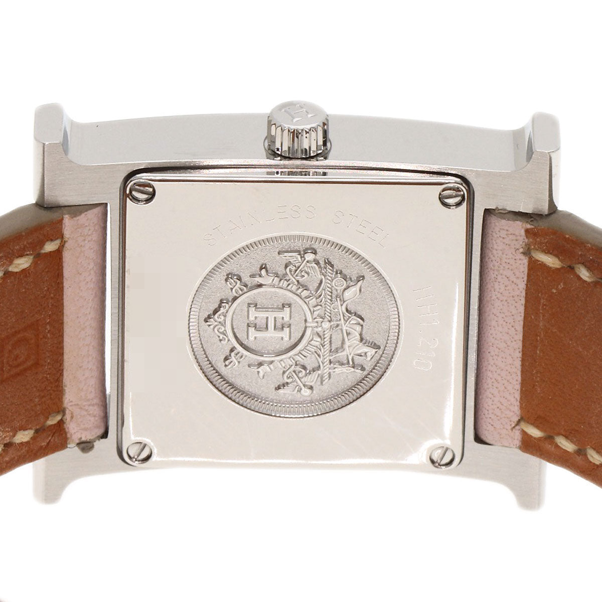 HERMES Watches Quartz HH1.210 Stainless Steel, Leather Silver H watch white dial Women Used