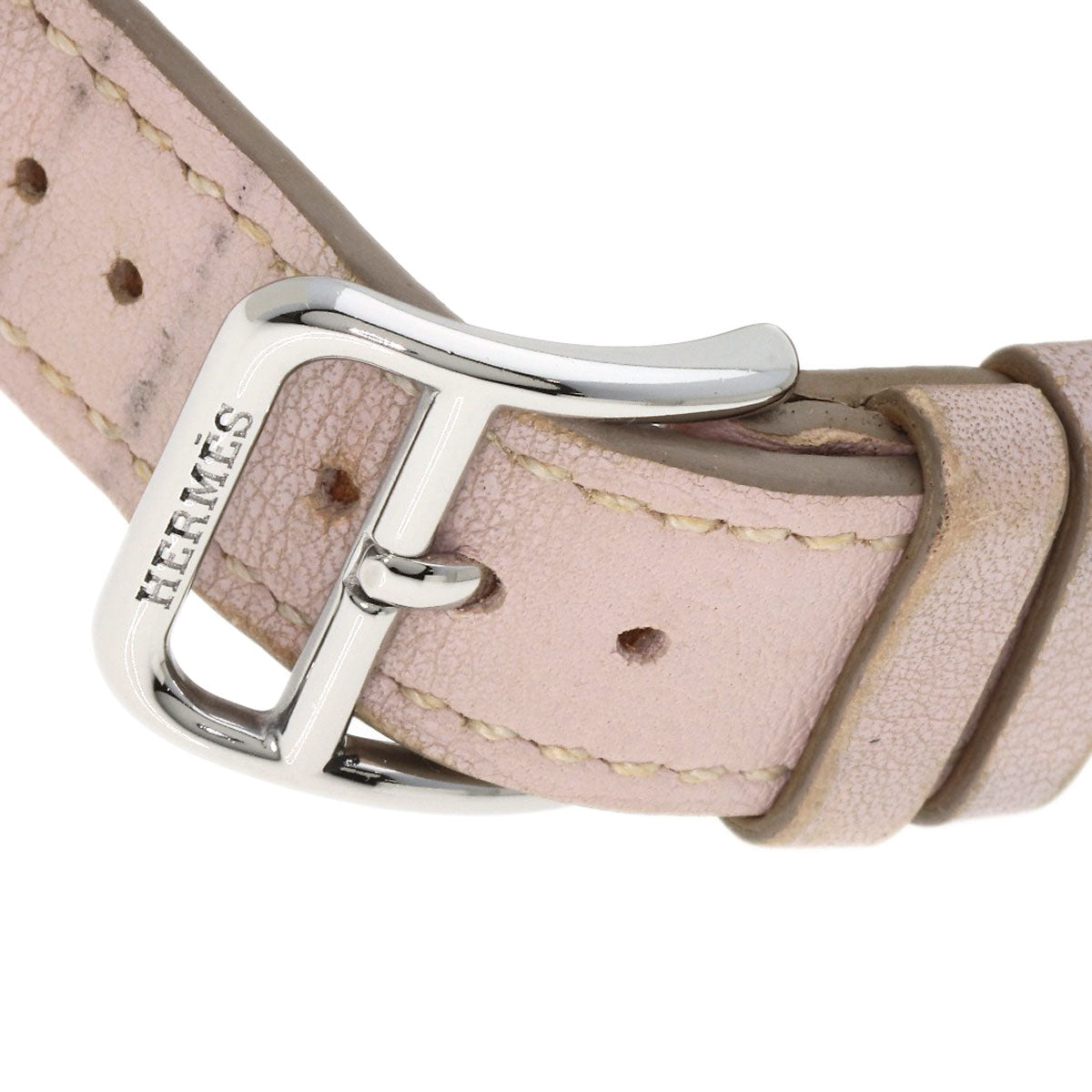 HERMES Watches Quartz HH1.210 Stainless Steel, Leather Silver H watch white dial Women Used