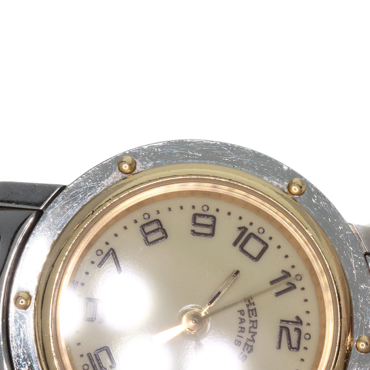 HERMES Watches Quartz CL4.220 Stainless Steel , SSxGP gold Clipper Ivory dial Women Used