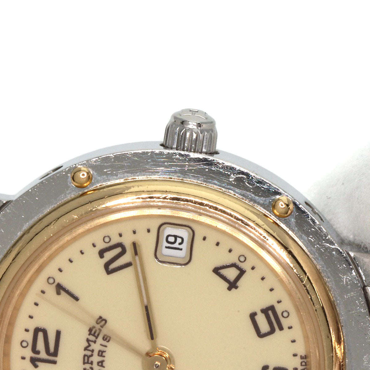 HERMES Watches Quartz CL4.220 Stainless Steel , SSxGP gold Clipper Ivory dial Women Used