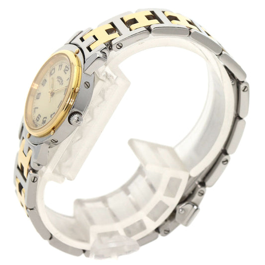 HERMES Watches Quartz CL4.220 Stainless Steel , SSxGP gold Clipper Ivory dial Women Used