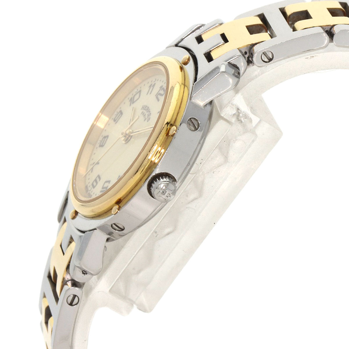 HERMES Watches Quartz CL4.220 Stainless Steel , SSxGP gold Clipper Ivory dial Women Used