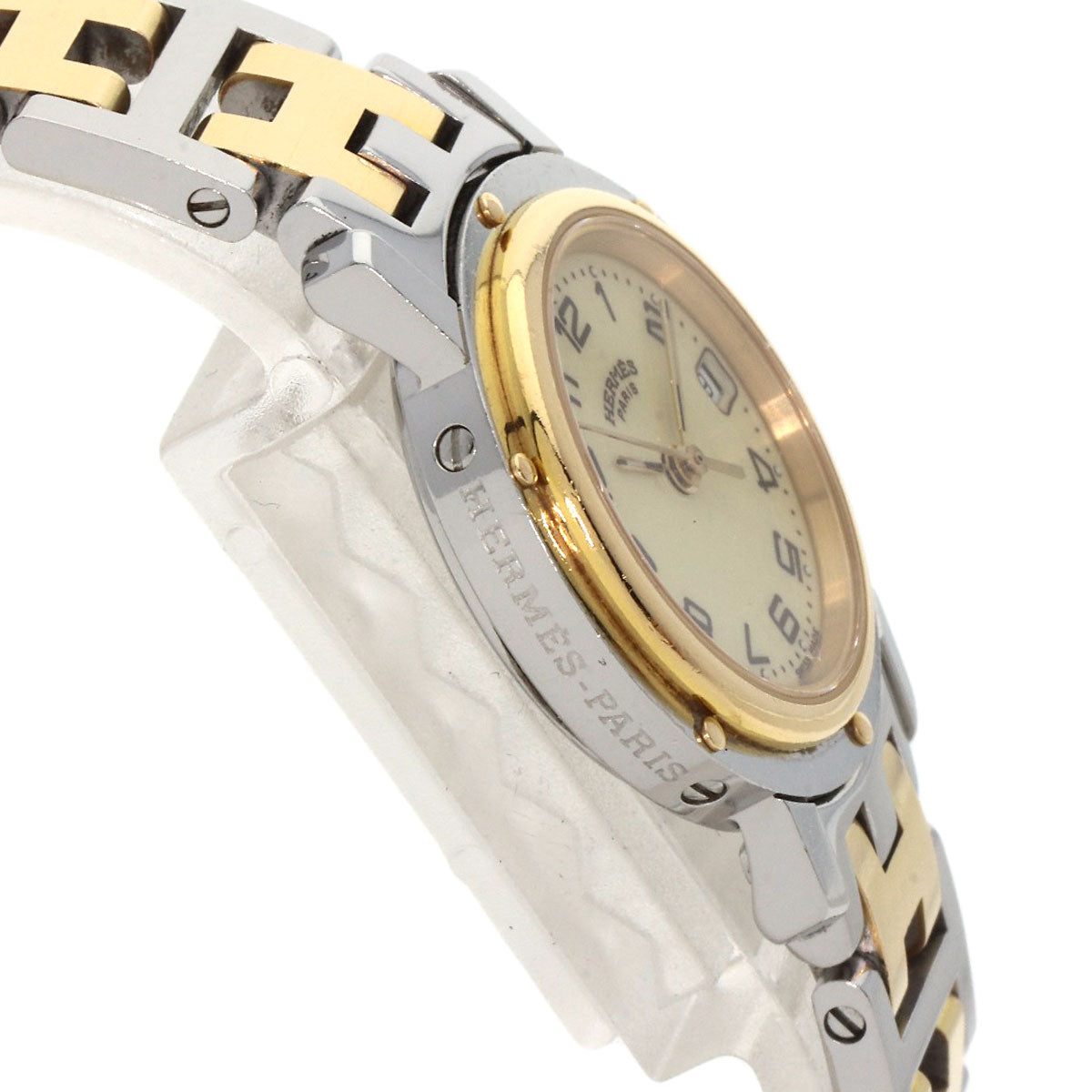 HERMES Watches Quartz CL4.220 Stainless Steel , SSxGP gold Clipper Ivory dial Women Used