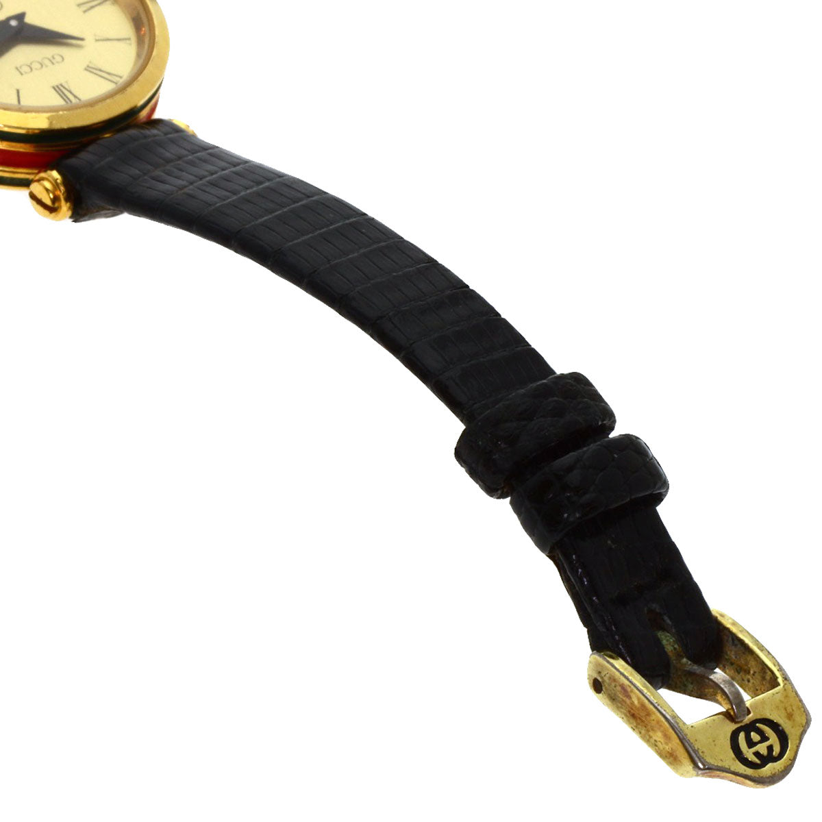 GUCCI Watches Quartz Gold Plated, Leather gold Sherry line gold dial Women Used