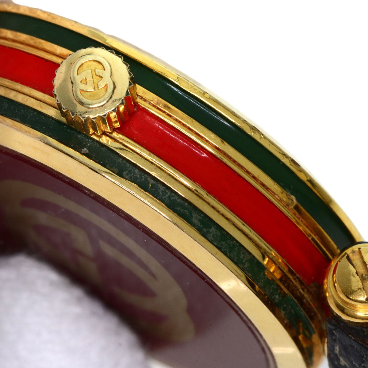 GUCCI Watches Quartz Gold Plated, Leather gold Sherry line gold dial Women Used
