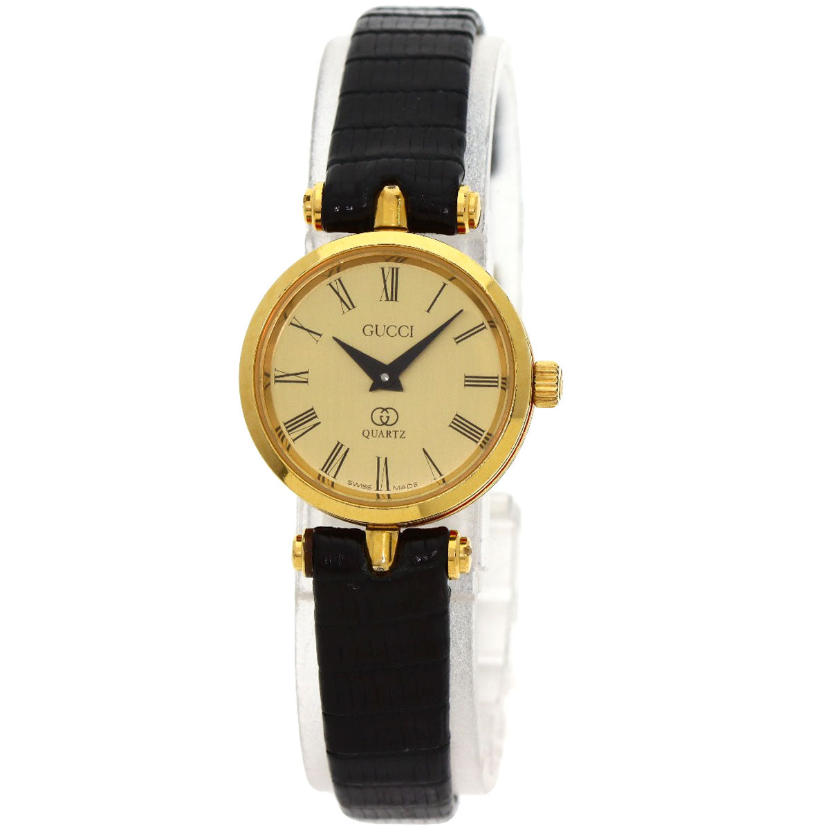 GUCCI Watches Quartz Gold Plated, Leather gold Sherry line gold dial Women Used