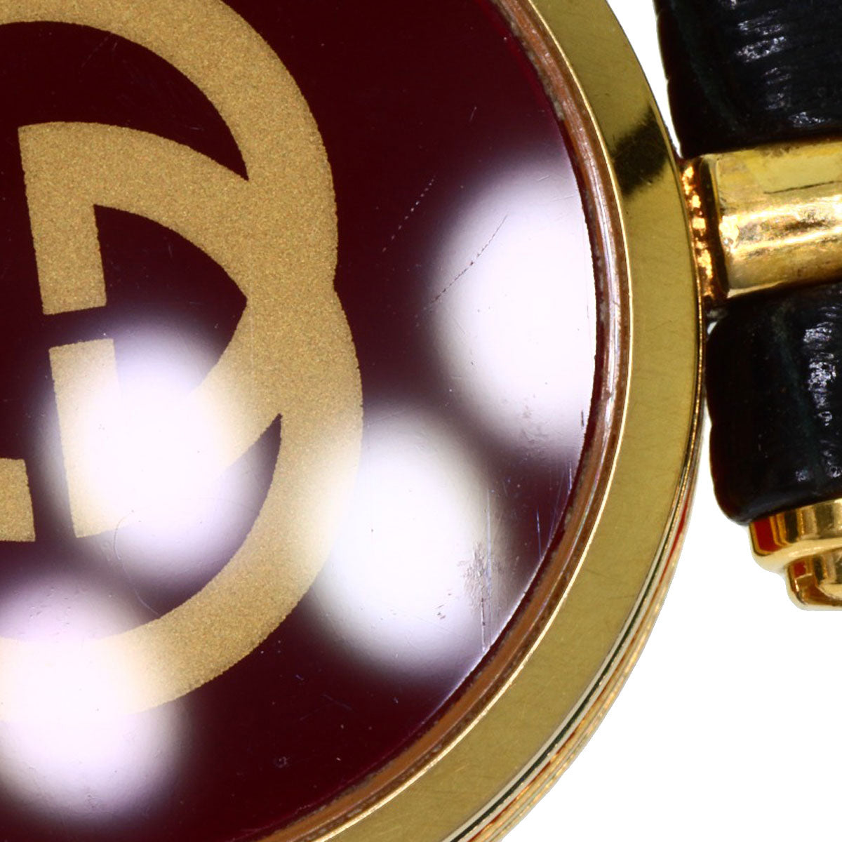 GUCCI Watches Quartz Gold Plated, Leather gold Sherry line gold dial Women Used