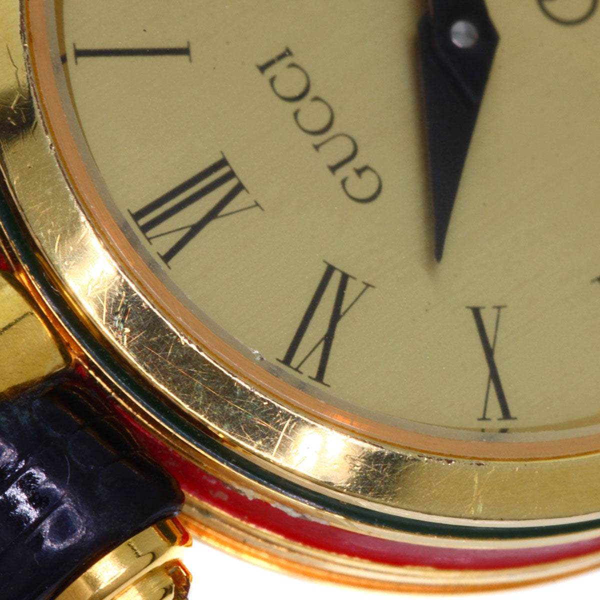 GUCCI Watches Quartz Gold Plated, Leather gold Sherry line gold dial Women Used
