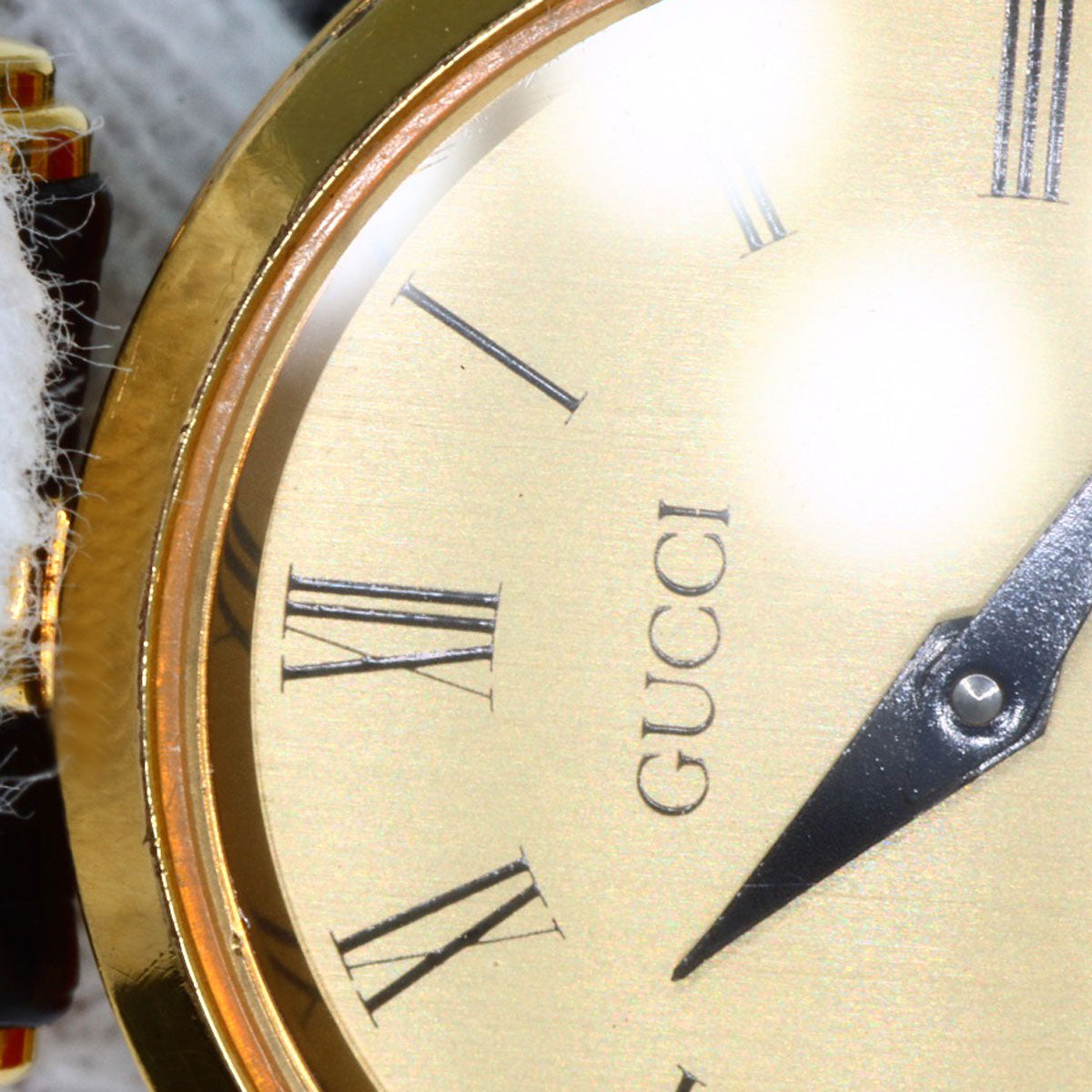 GUCCI Watches Quartz Gold Plated, Leather gold Sherry line gold dial Women Used