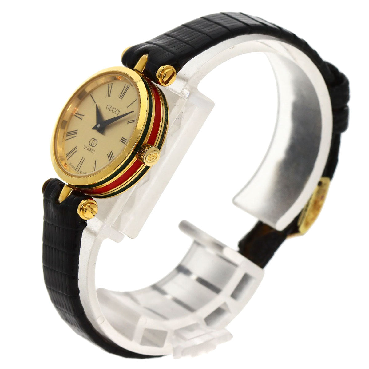 GUCCI Watches Quartz Gold Plated, Leather gold Sherry line gold dial Women Used