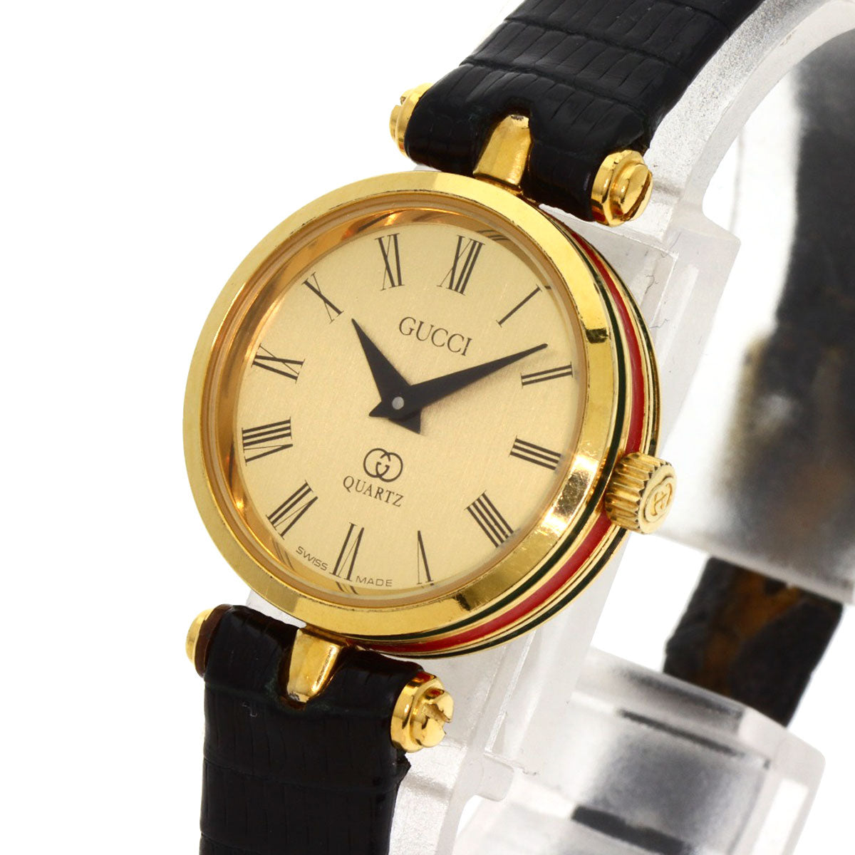 GUCCI Watches Quartz Gold Plated, Leather gold Sherry line gold dial Women Used