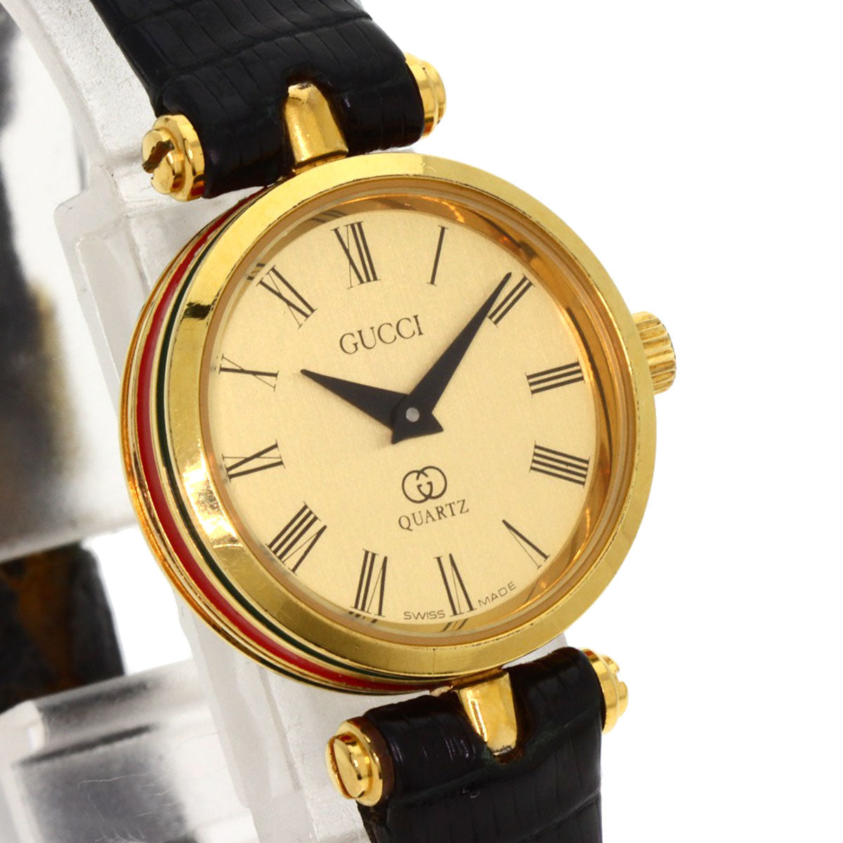 GUCCI Watches Quartz Gold Plated, Leather gold Sherry line gold dial Women Used
