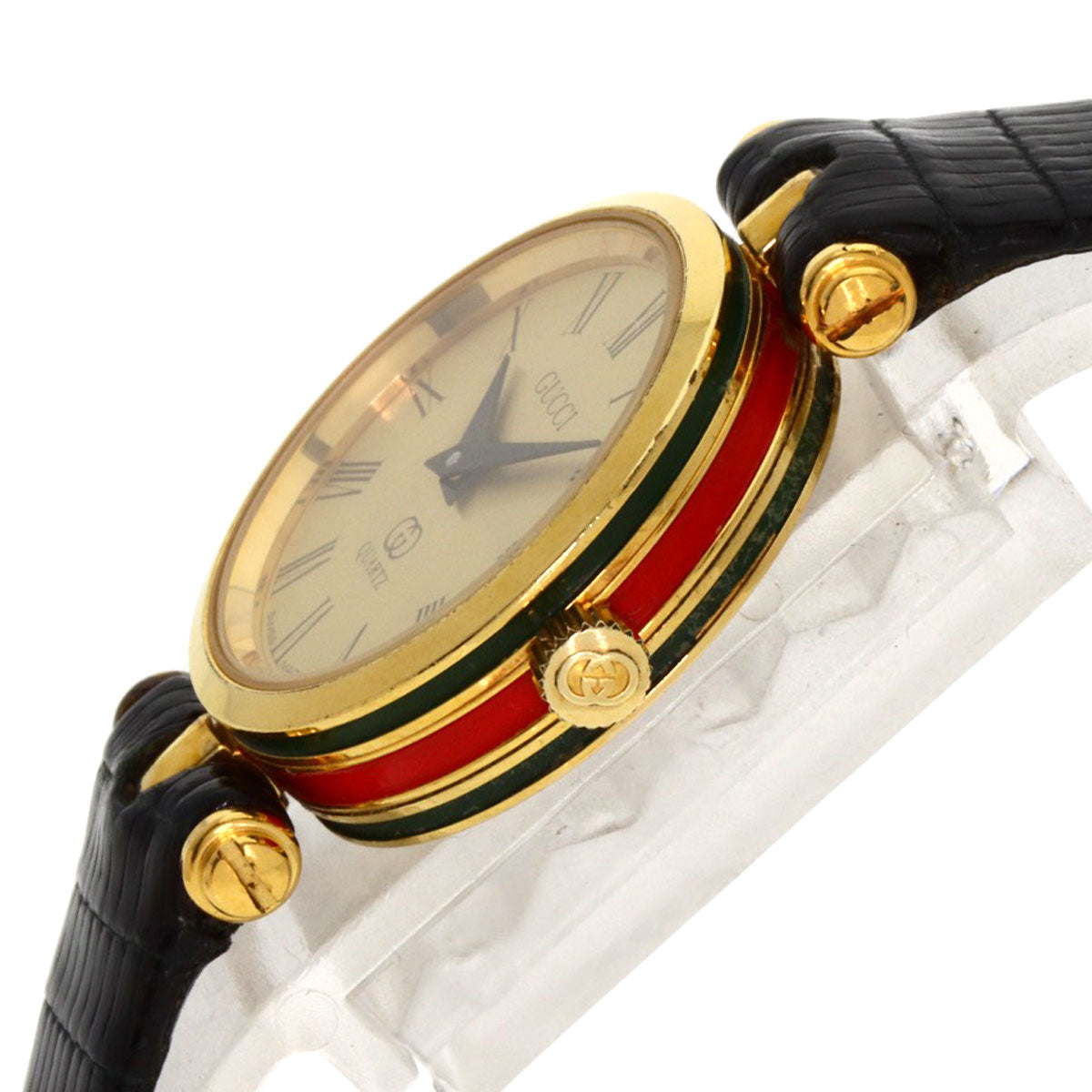GUCCI Watches Quartz Gold Plated, Leather gold Sherry line gold dial Women Used