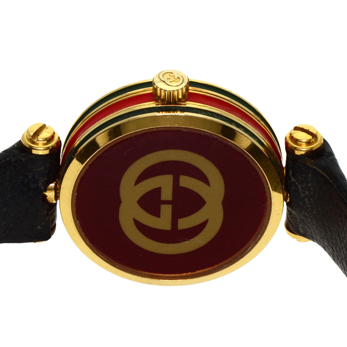 GUCCI Watches Quartz Gold Plated, Leather gold Sherry line gold dial Women Used