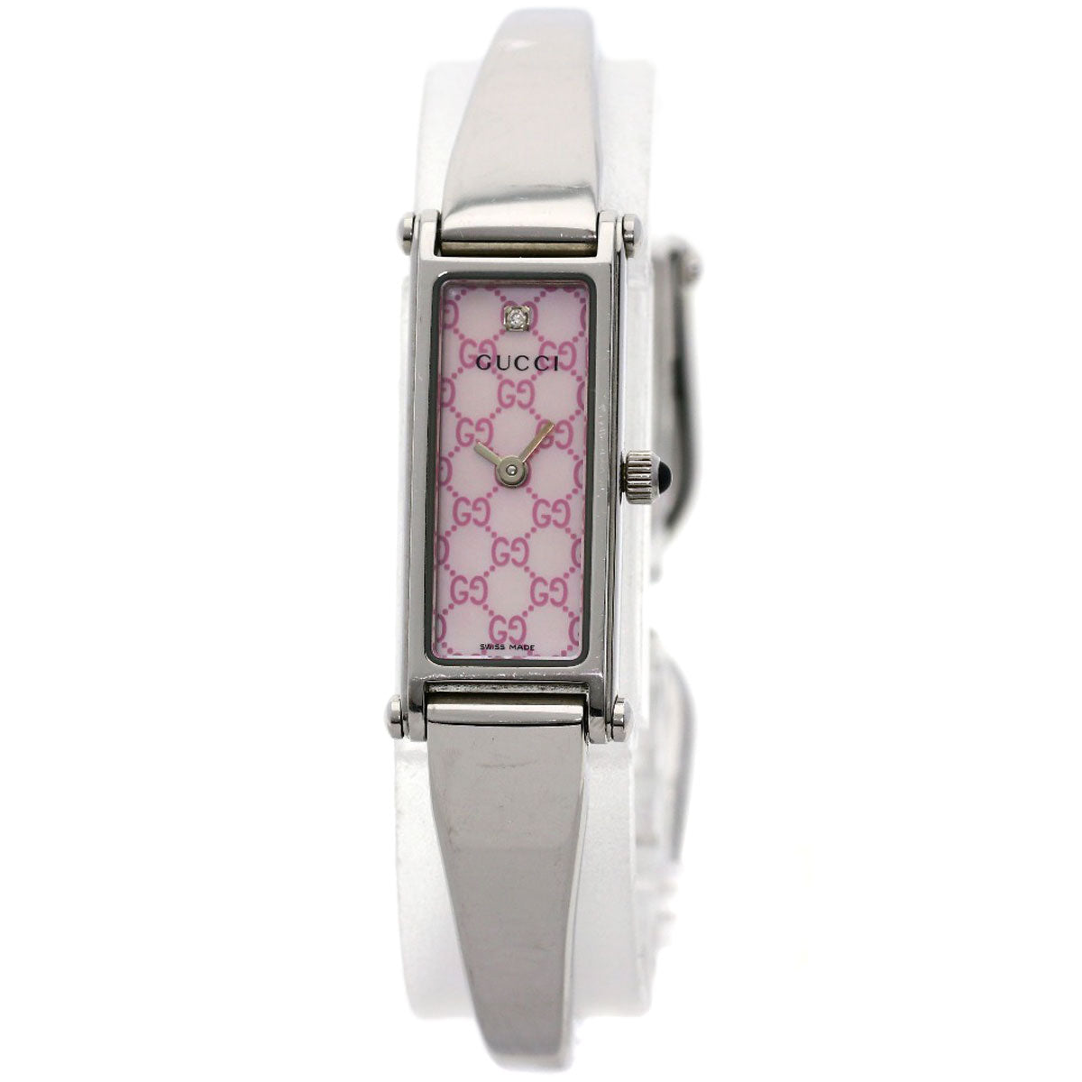 GUCCI Watches Quartz 1500L Stainless Steel Silver Square face Pink shell dial