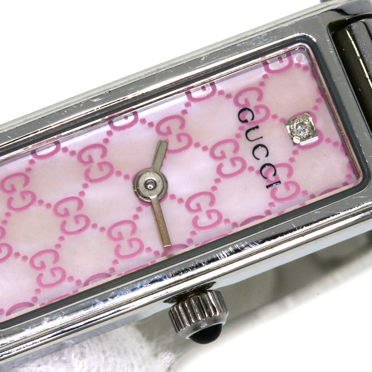 GUCCI Watches Quartz 1500L Stainless Steel Silver Square face Pink shell dial
