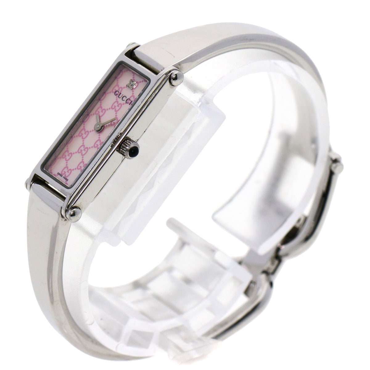 GUCCI Watches Quartz 1500L Stainless Steel Silver Square face Pink shell dial