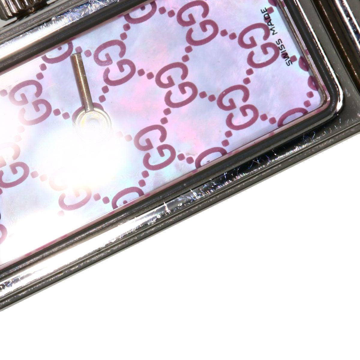 GUCCI Watches Quartz 1500L Stainless Steel Silver Square face Pink shell dial