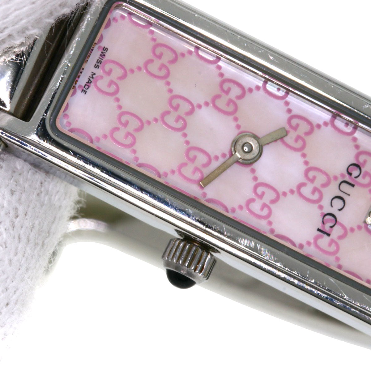 GUCCI Watches Quartz 1500L Stainless Steel Silver Square face Pink shell dial