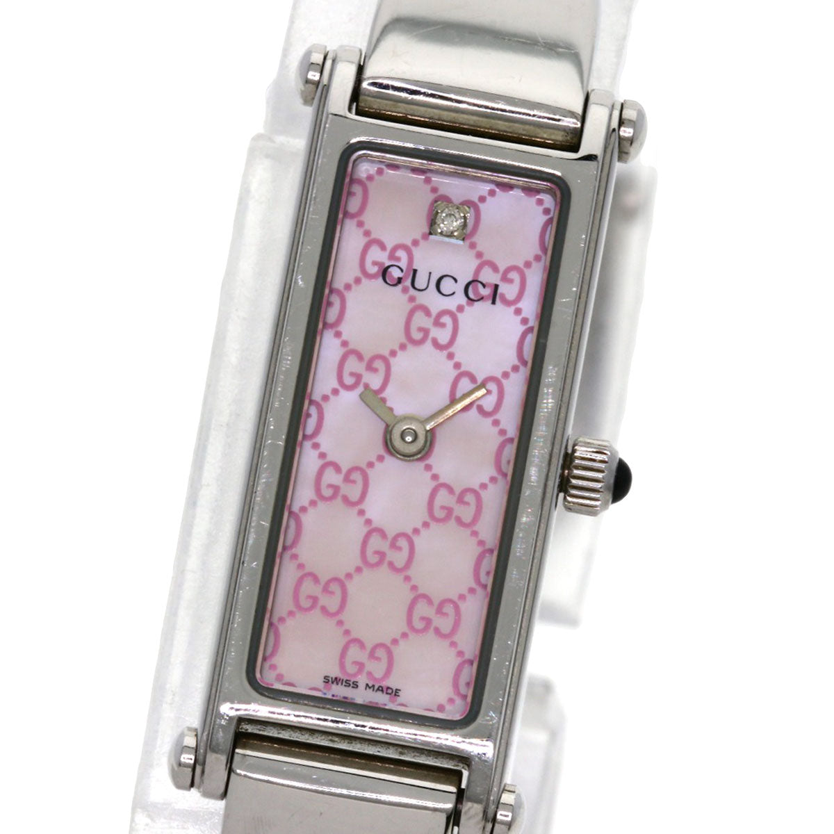 GUCCI Watches Quartz 1500L Stainless Steel Silver Square face Pink shell dial