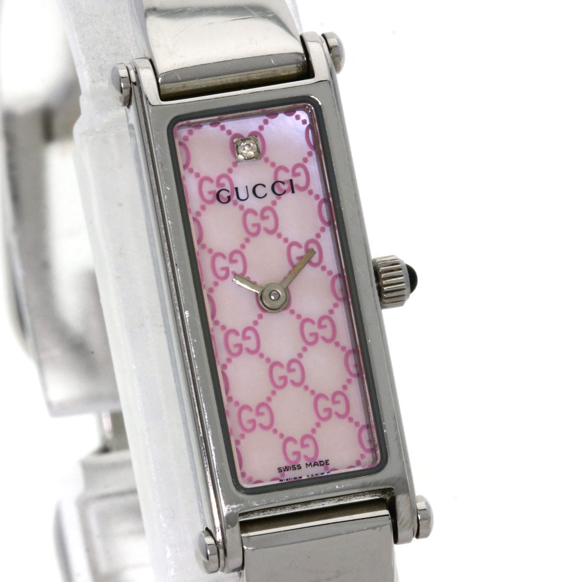 GUCCI Watches Quartz 1500L Stainless Steel Silver Square face Pink shell dial