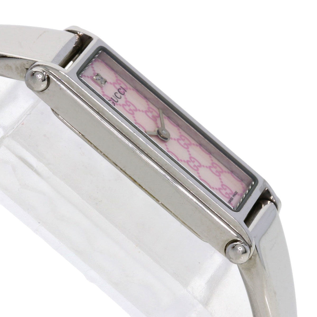 GUCCI Watches Quartz 1500L Stainless Steel Silver Square face Pink shell dial