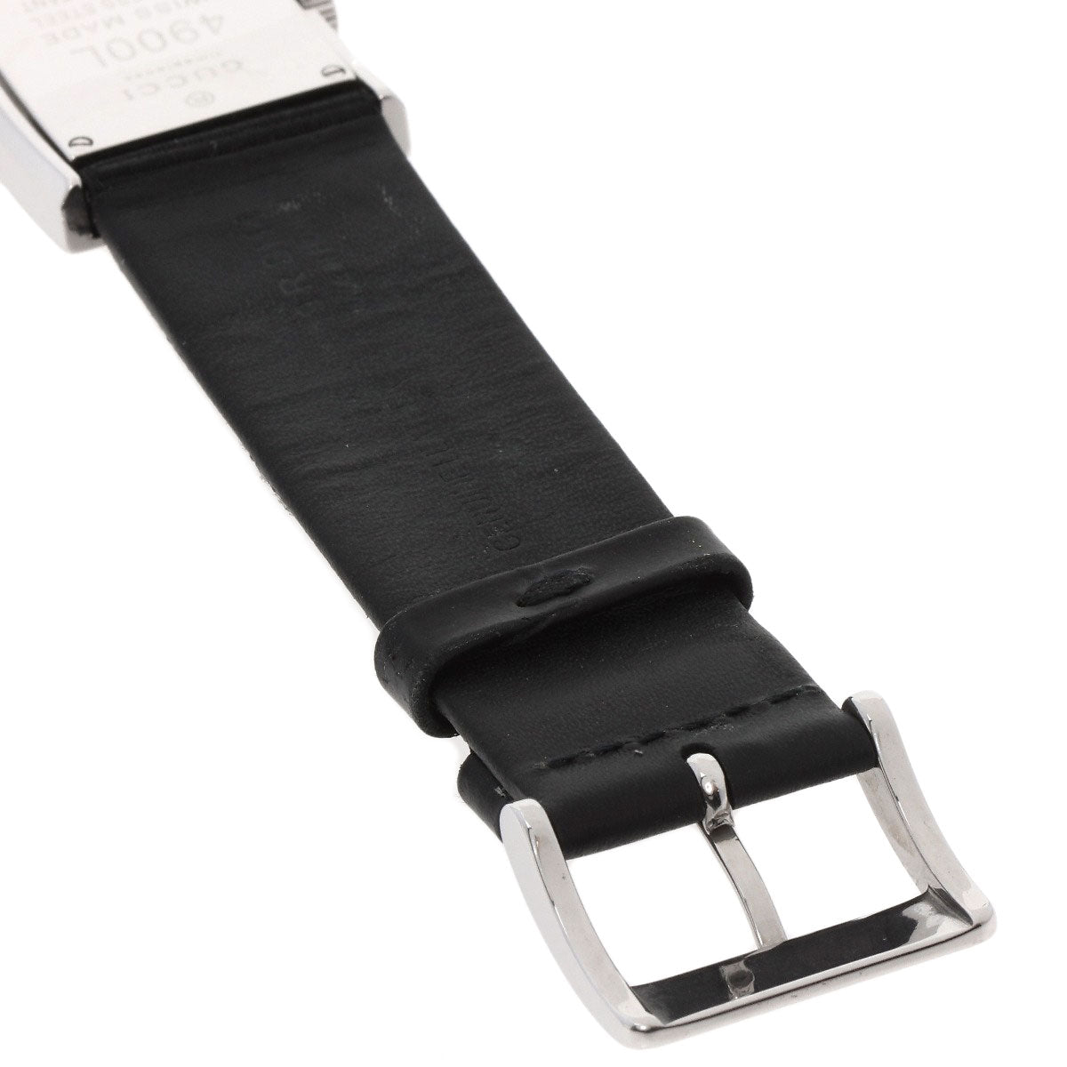 GUCCI Watches Quartz 4900L Stainless Steel, Leather Silver Square face white dial Women Used