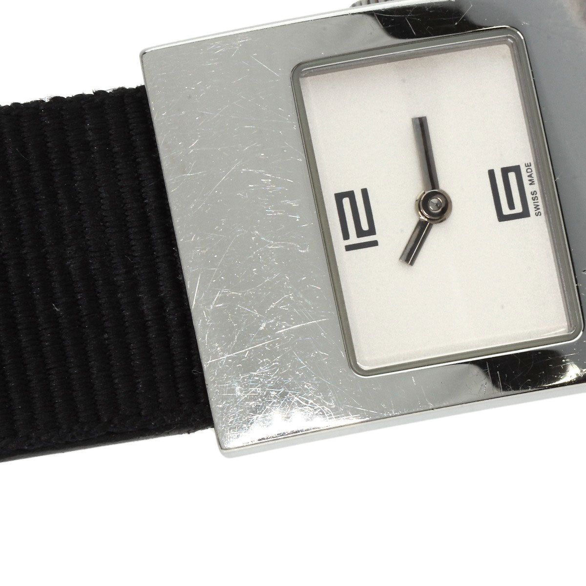 GUCCI Watches Quartz 4900L Stainless Steel, Leather Silver Square face white dial Women Used