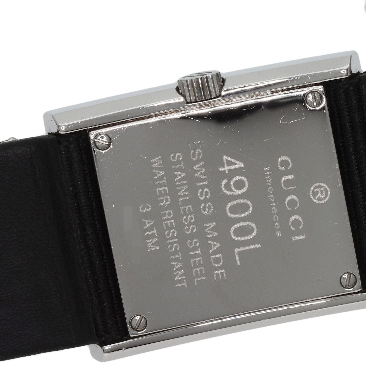 GUCCI Watches Quartz 4900L Stainless Steel, Leather Silver Square face white dial Women Used