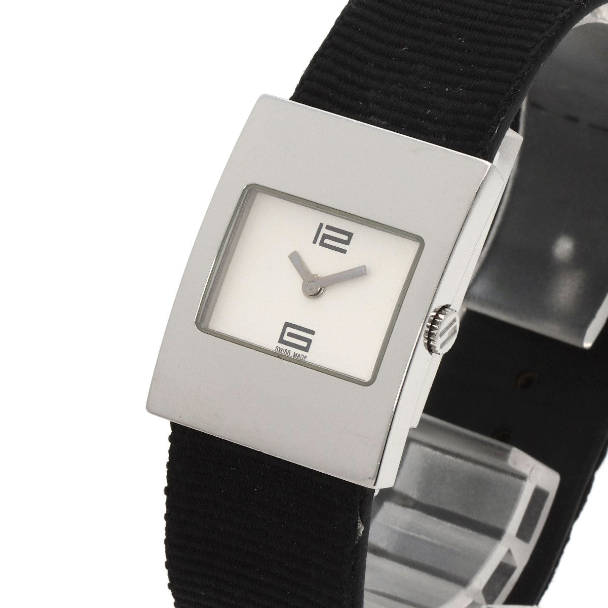 GUCCI Watches Quartz 4900L Stainless Steel, Leather Silver Square face white dial Women Used