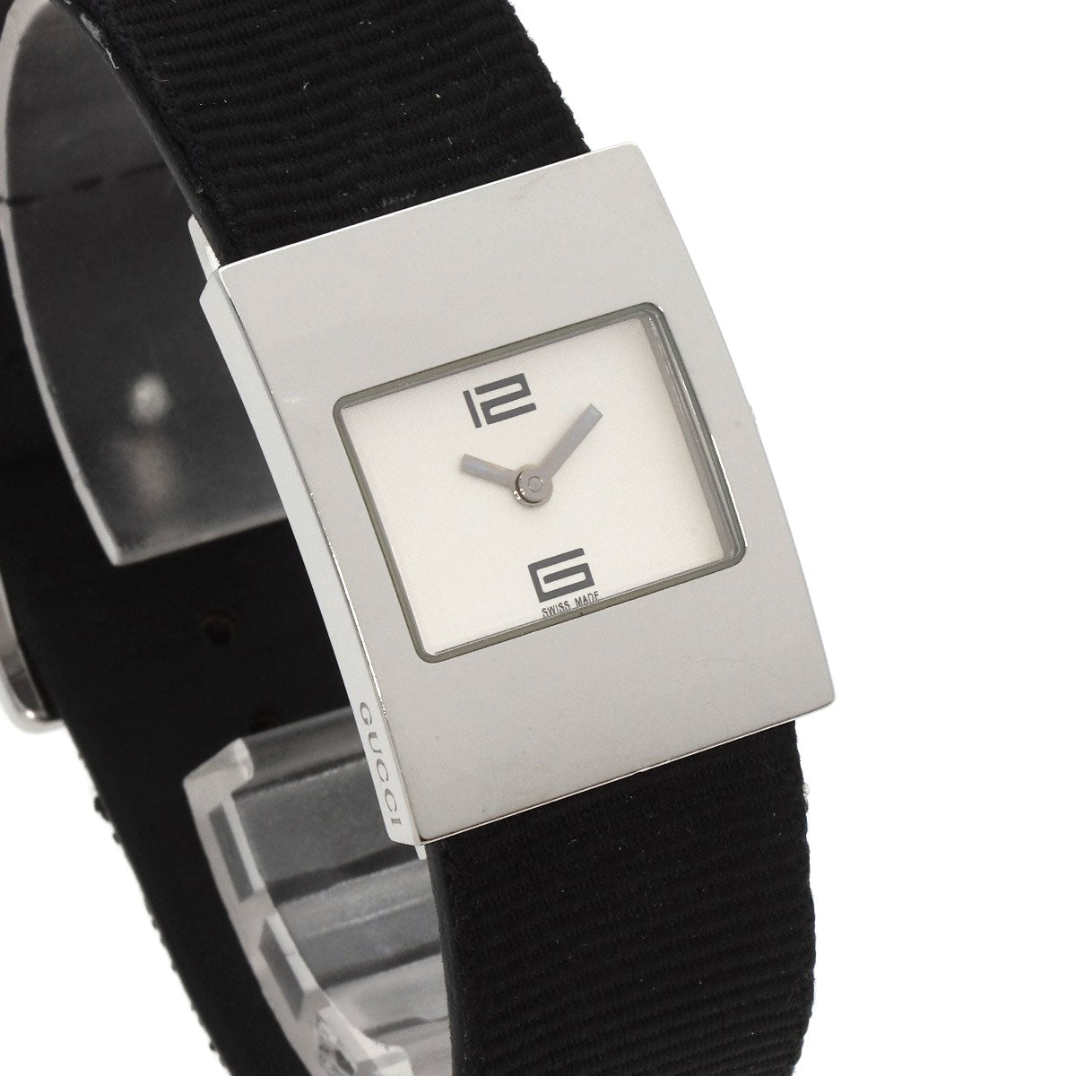 GUCCI Watches Quartz 4900L Stainless Steel, Leather Silver Square face white dial Women Used