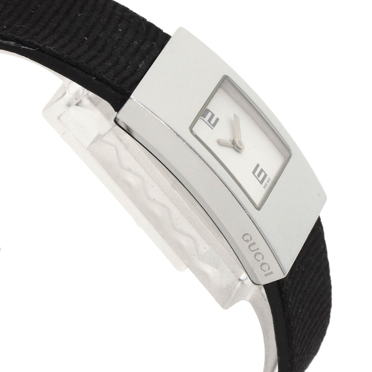 GUCCI Watches Quartz 4900L Stainless Steel, Leather Silver Square face white dial Women Used