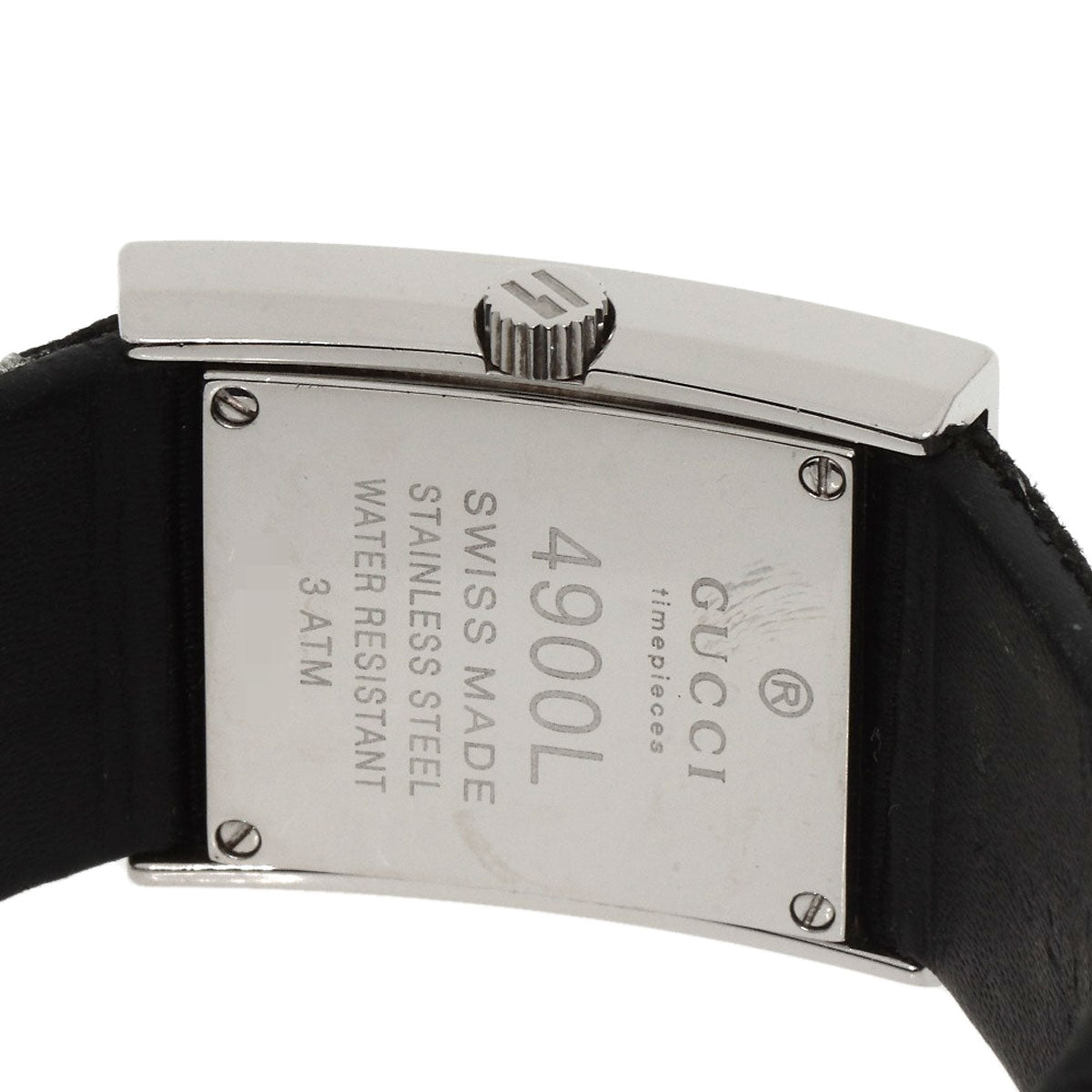 GUCCI Watches Quartz 4900L Stainless Steel, Leather Silver Square face white dial Women Used