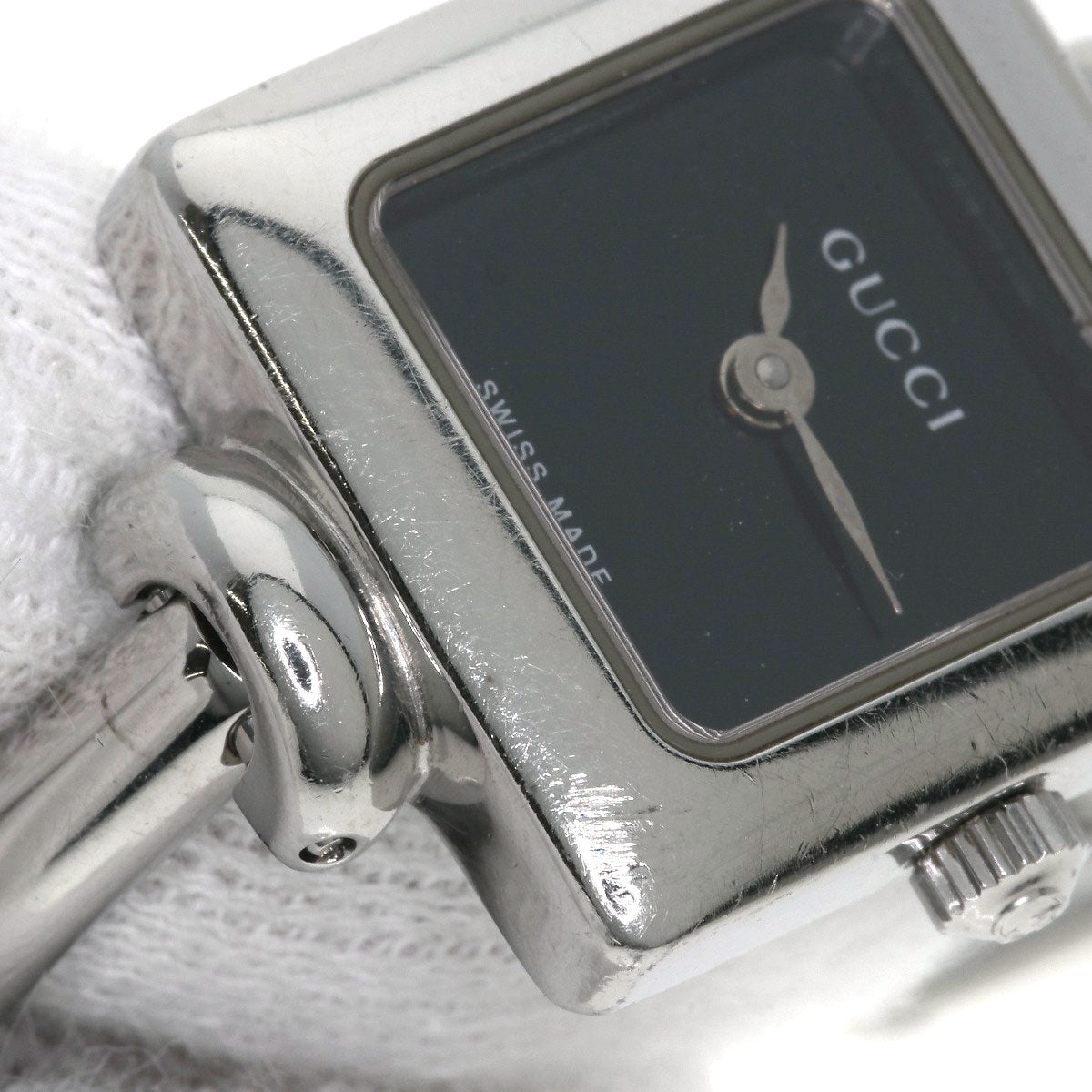 GUCCI Watches Quartz 1900L Stainless Steel , Stainless Steel Silver Square face Silver dial Women Used