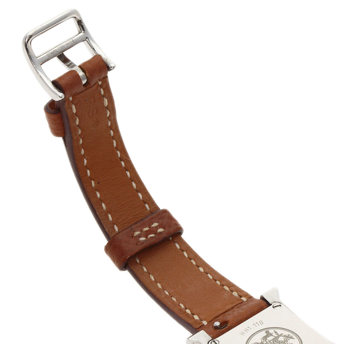 HERMES Watches Quartz HH1.110 Stainless Steel, Leather Silver H watch mini Silver dial Women Used