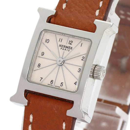 HERMES Watches Quartz HH1.110 Stainless Steel, Leather Silver H watch mini Silver dial Women Used