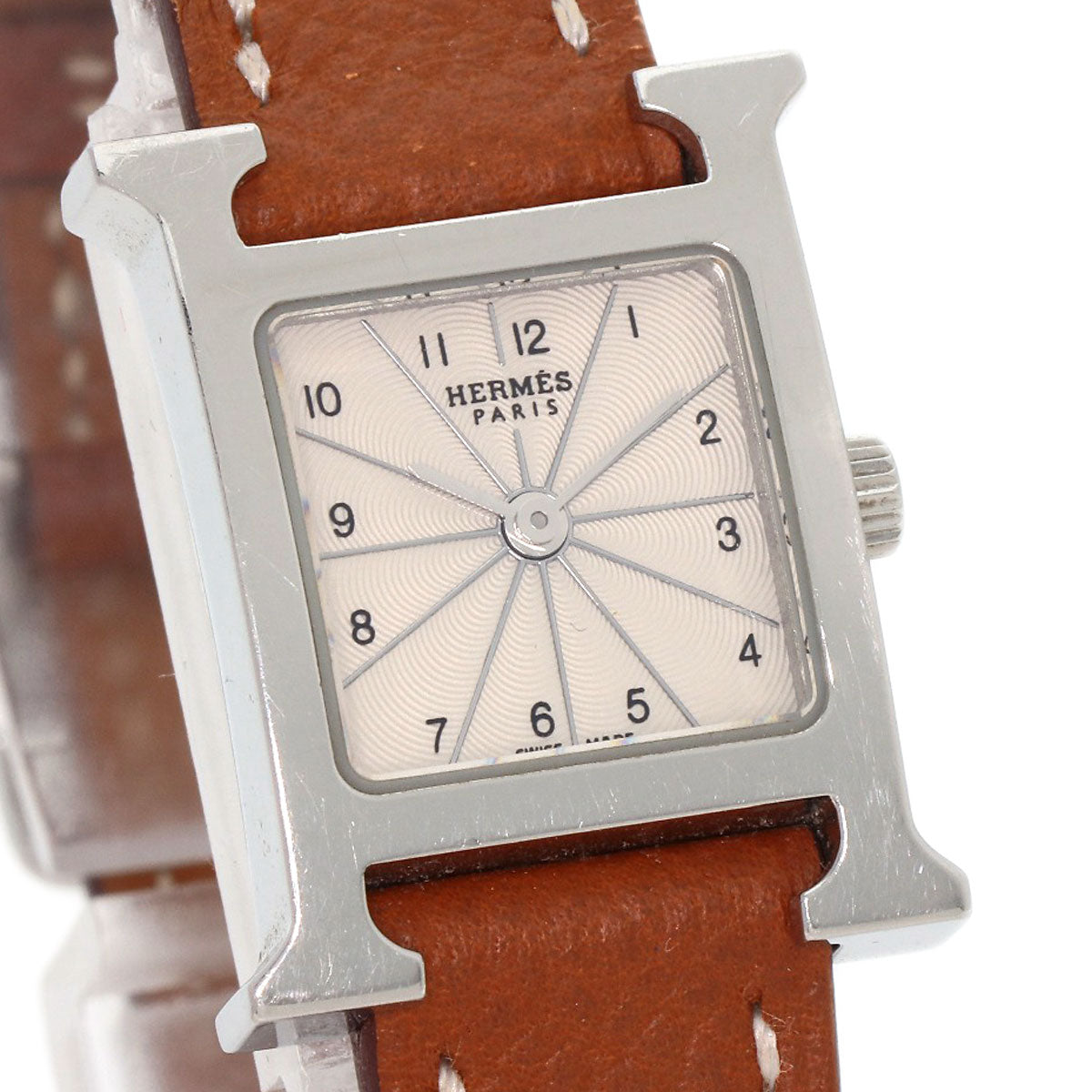 HERMES Watches Quartz HH1.110 Stainless Steel, Leather Silver H watch mini Silver dial Women Used