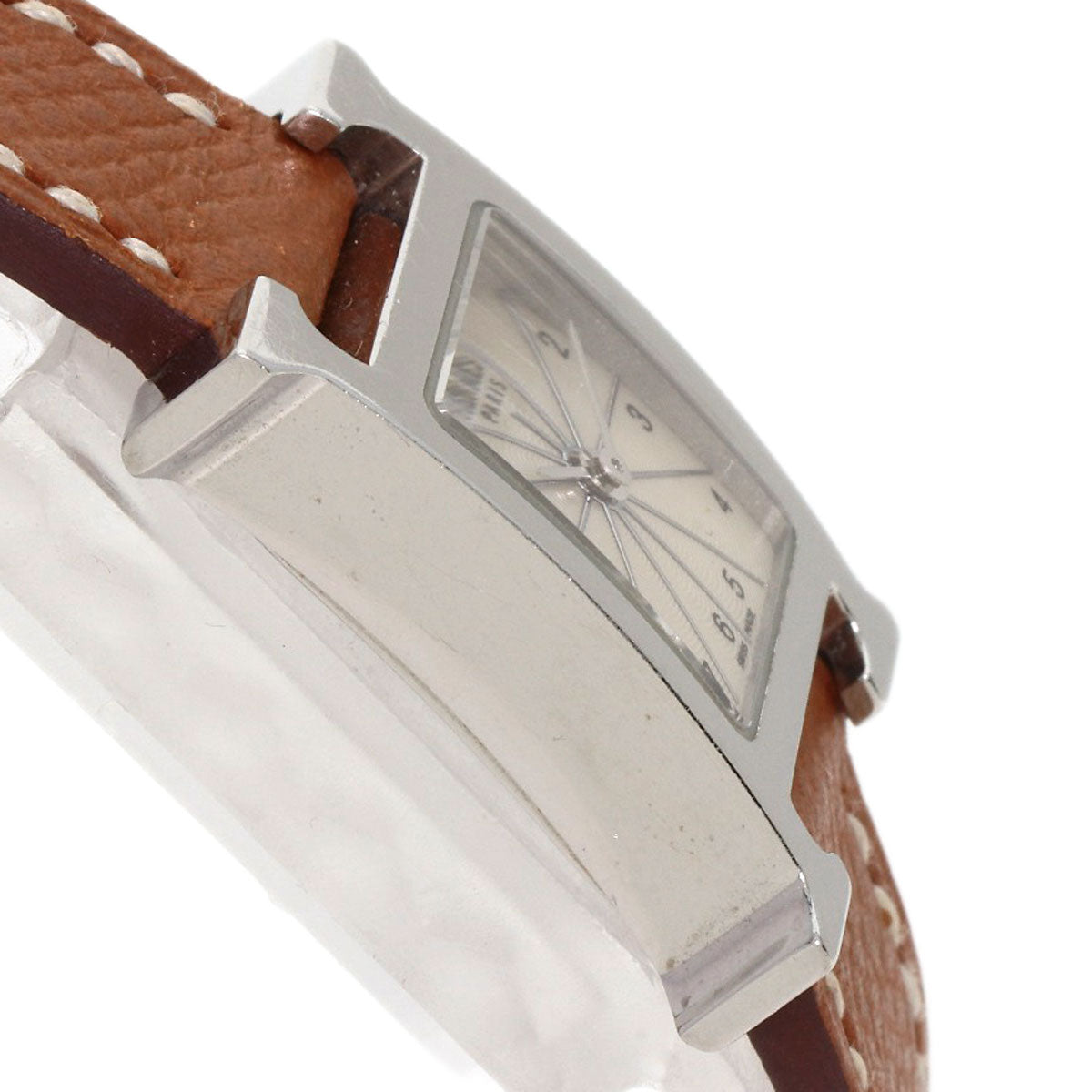HERMES Watches Quartz HH1.110 Stainless Steel, Leather Silver H watch mini Silver dial Women Used